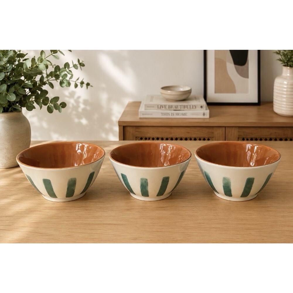 Wild Sage Lia Teal 6" Bowls Excellent Condition Set 0f 3